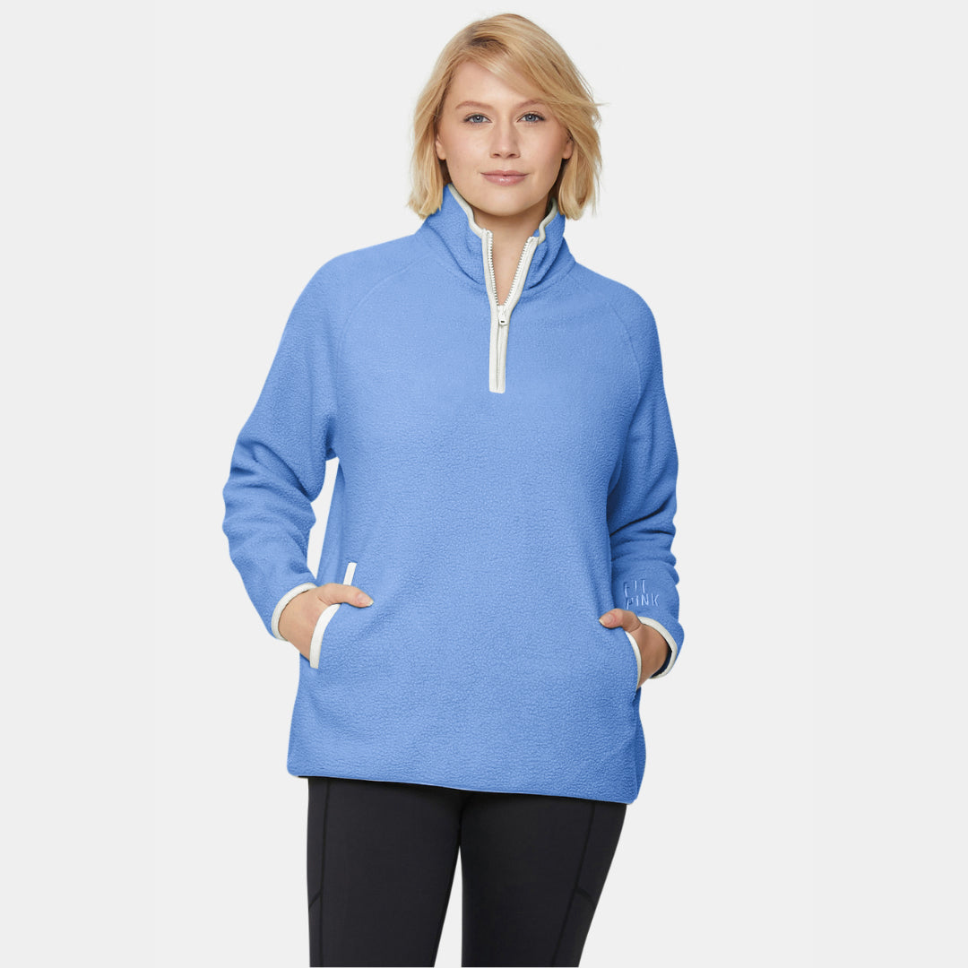 Pocket Fleece - Brilliant Blue & Cream