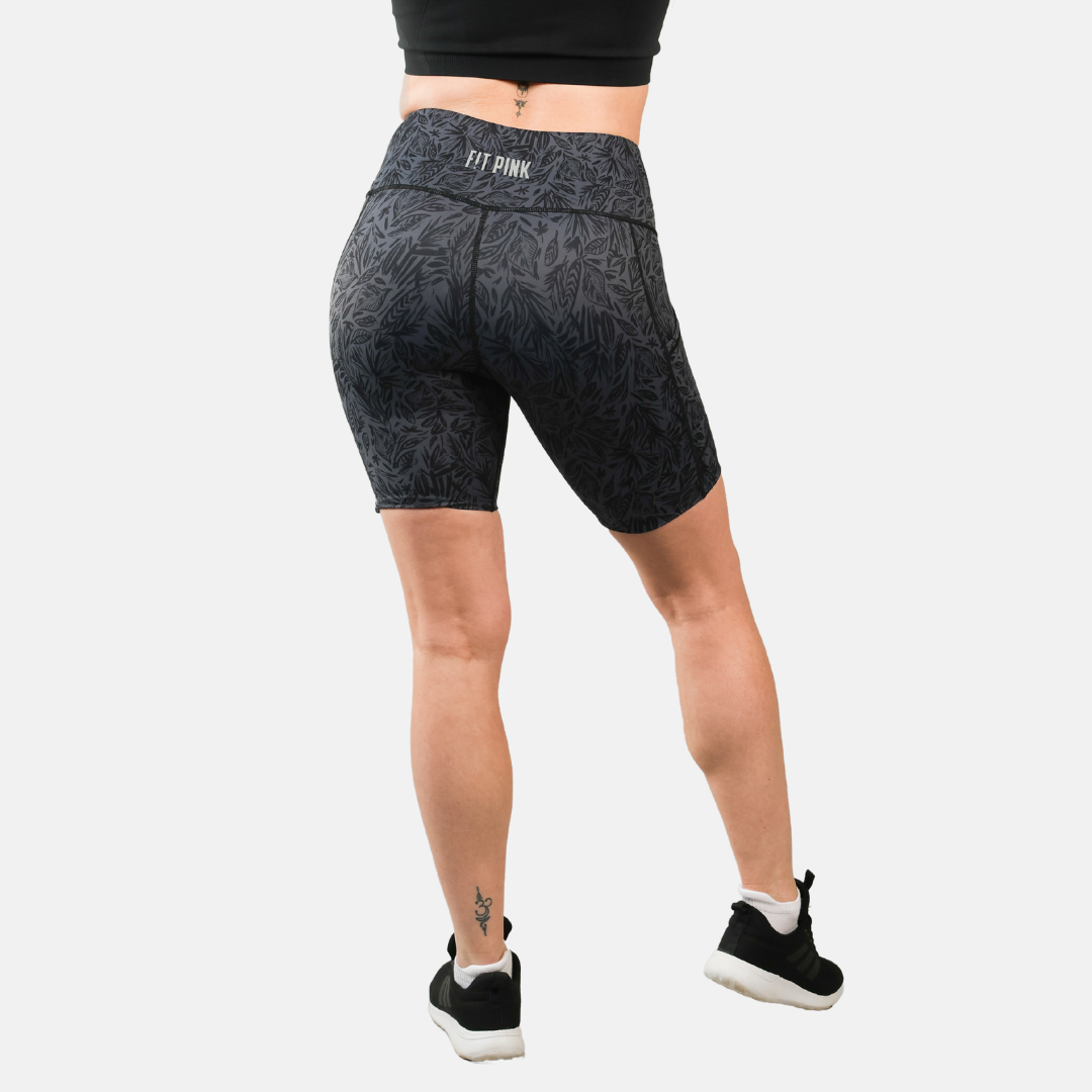 Elevate 8” Gym Shorts - Abstract Grey Leaf