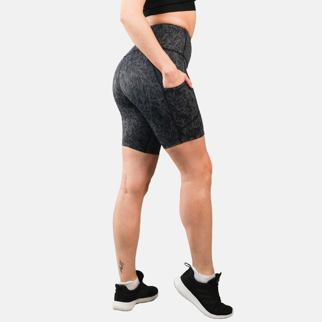 Elevate 8” Gym Shorts - Abstract Grey Leaf
