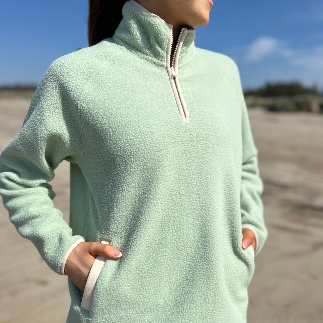 Pocket Fleece - Sage & Cream