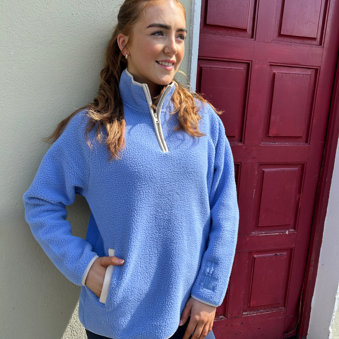 Pocket Fleece - Brilliant Blue & Cream