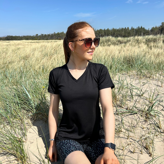 Lightweight Sports T-Shirt V-Neck Black