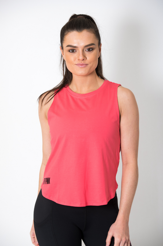 FitPink knot back cotton vest top in coral