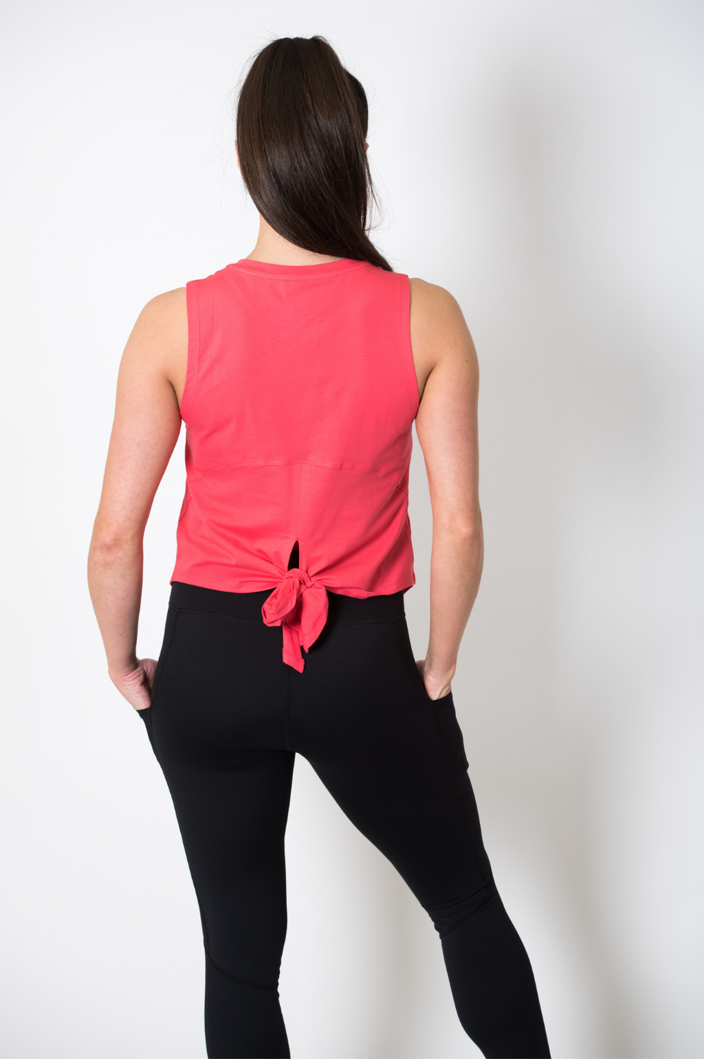 FitPink knot back cotton vest top in coral