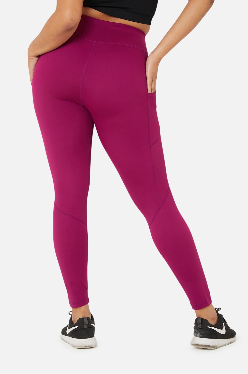 Black & Pink, Thigh-high, High Waist Gym Leggings With Pockets 