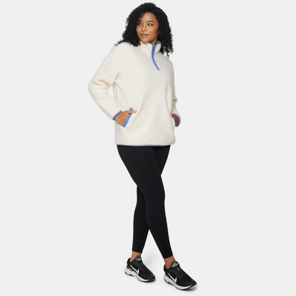 Pocket Fleece - Cream & Blue