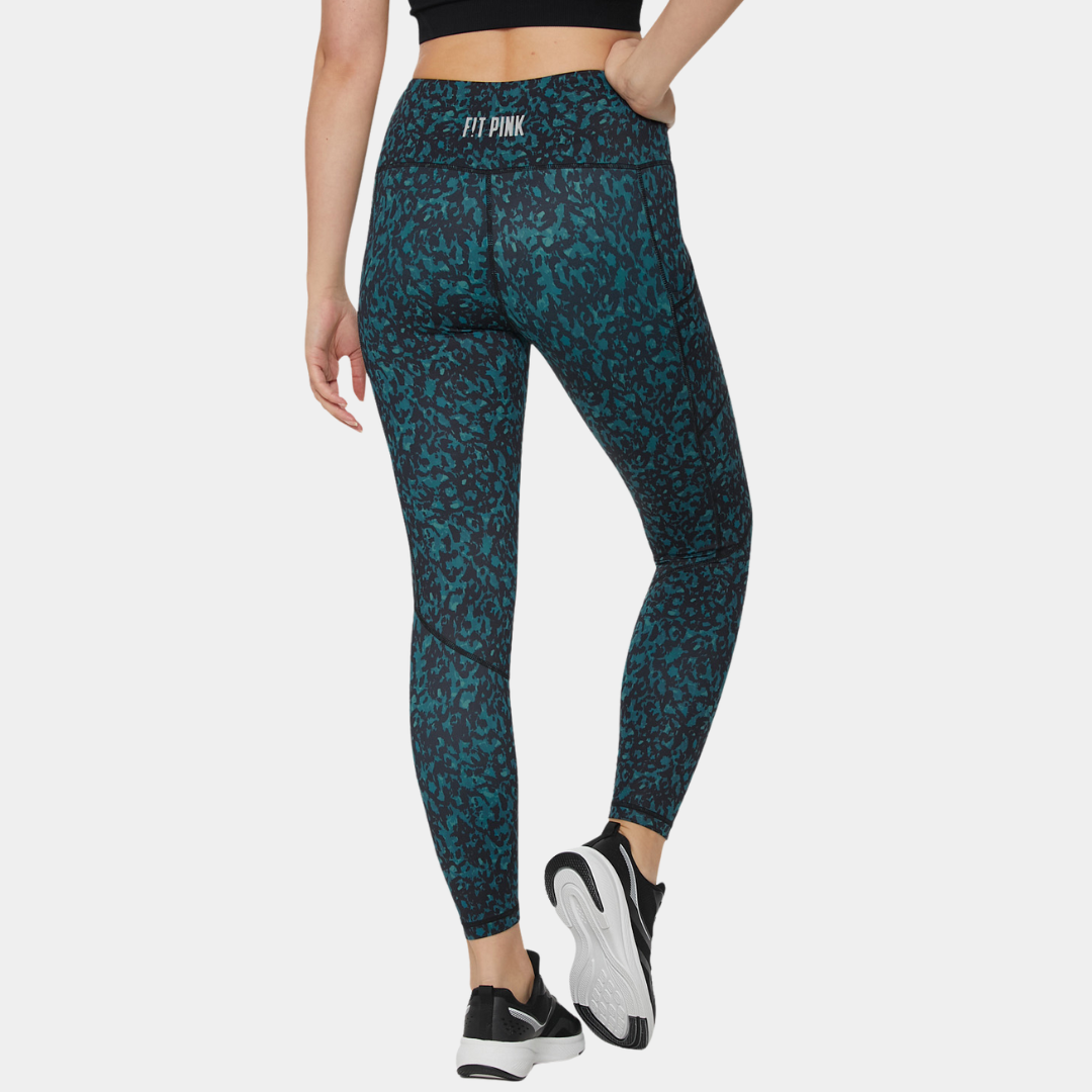 Elevate Gym Leggings - Teal Black Animal