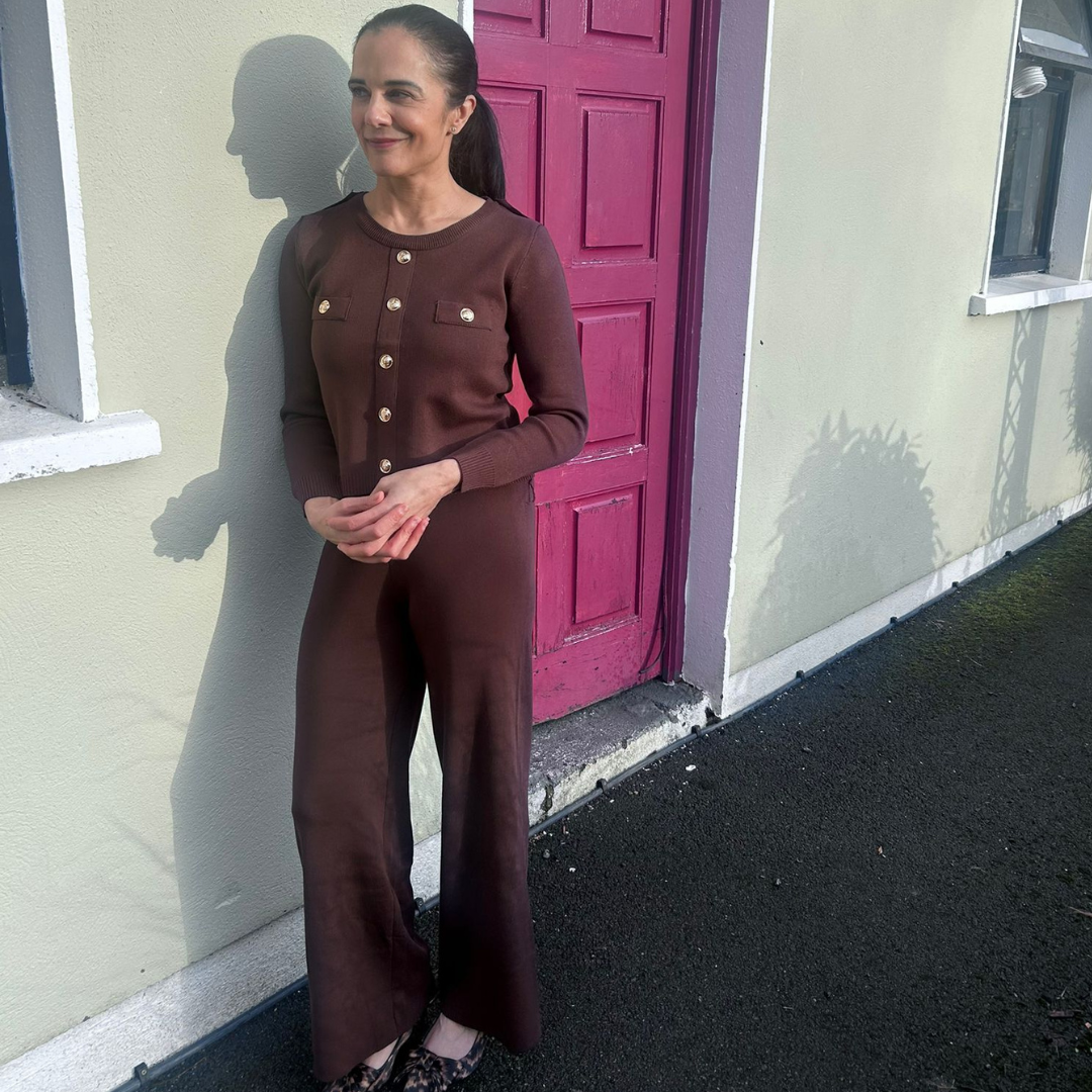 Brown Gold Button Co-Ord