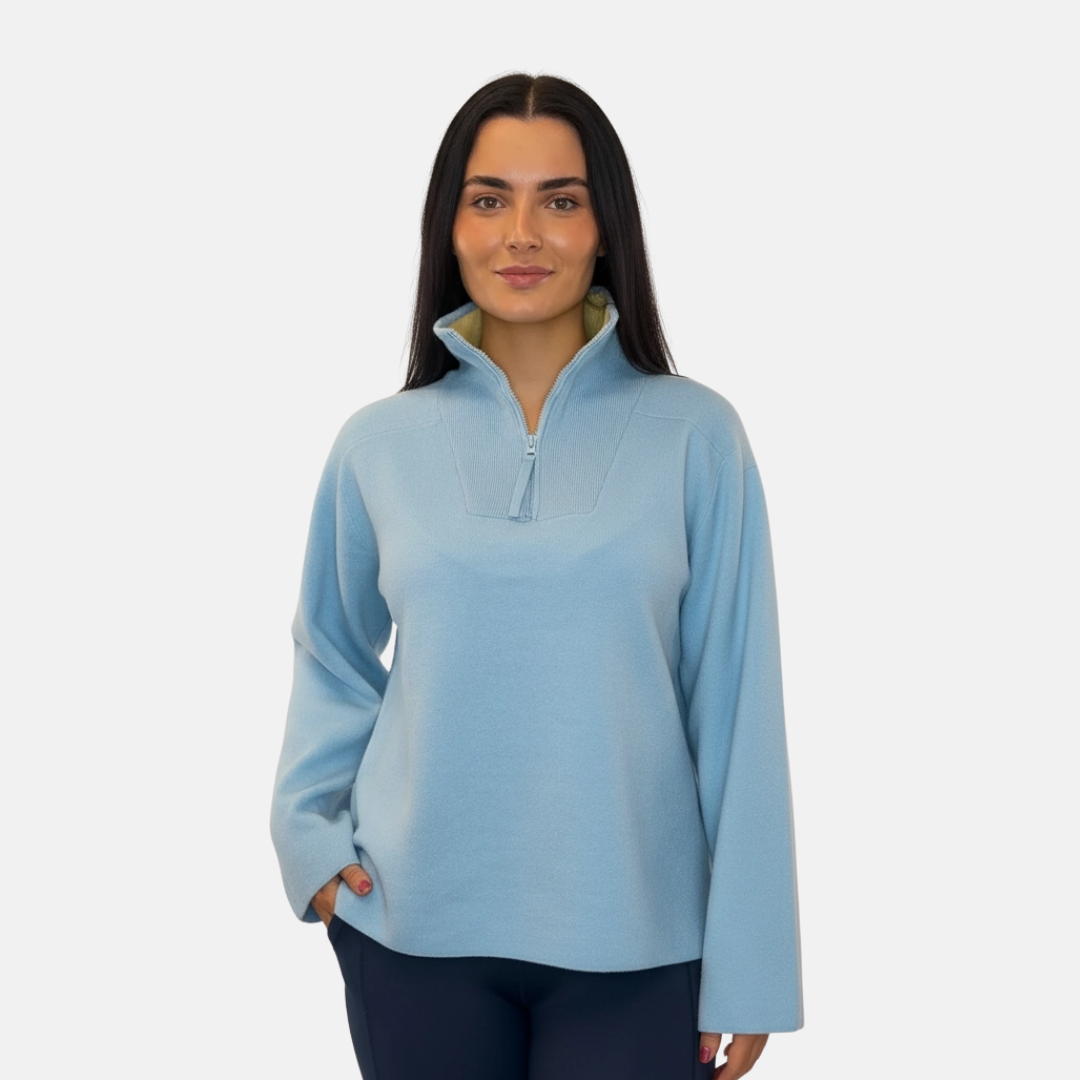 Baby blue/Lemon Half Zip Knit