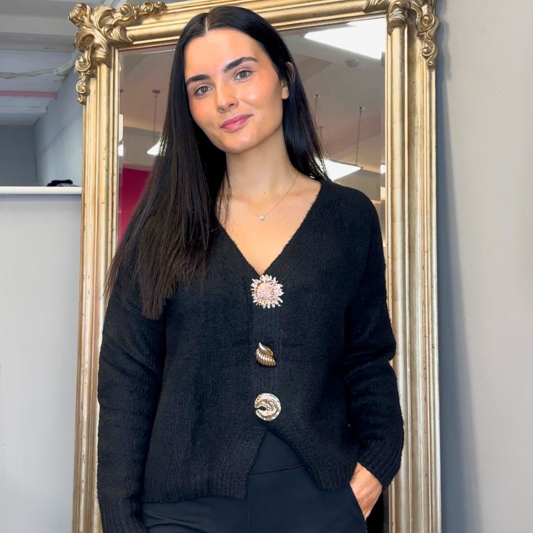 Black Feature Button Jumper