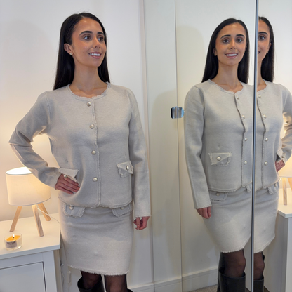 Beige Frayed Edge 2 Piece Set