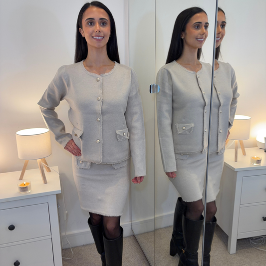 Beige Frayed Edge Co-ord