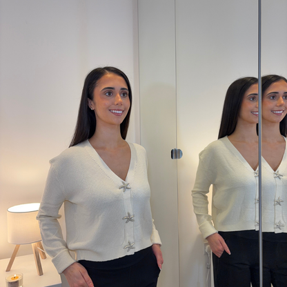 Cream Starfish Detail Cardigan