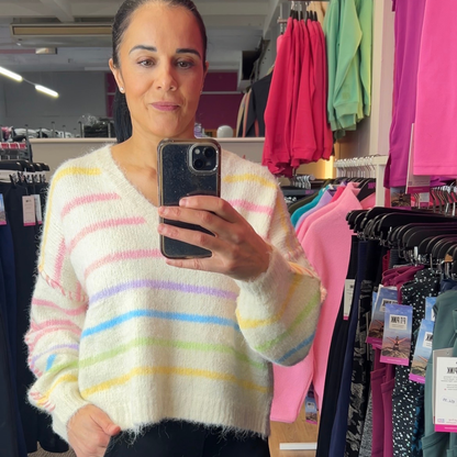 Pastel Striped V Neck Knit