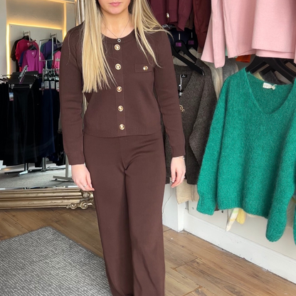 Brown Gold Button Co-Ord