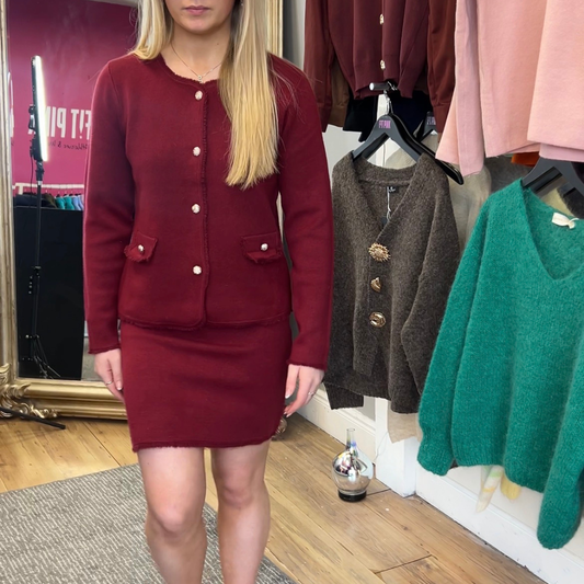 Burgundy Frayed Edge Co-ord