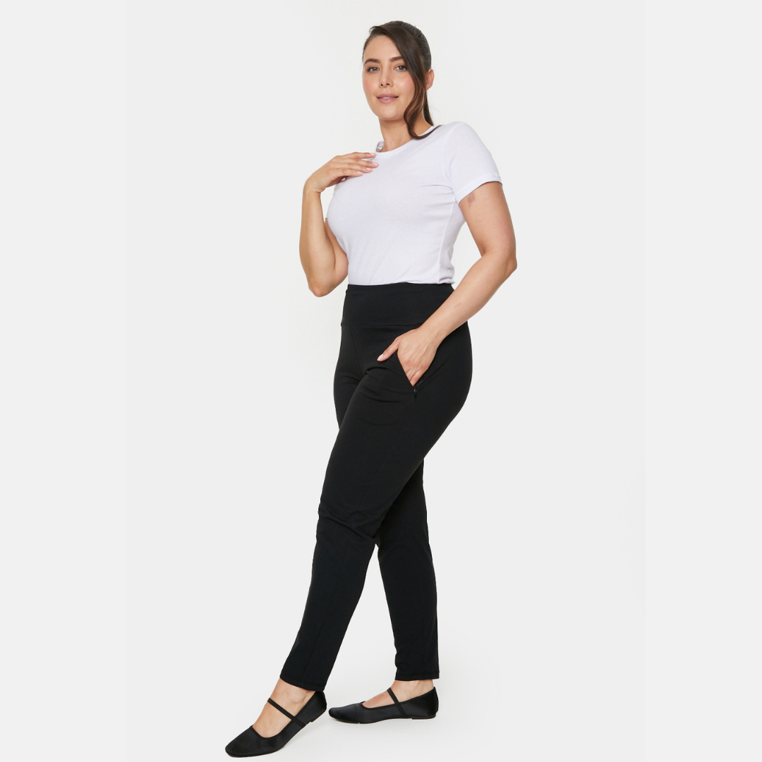 Pantaloni Cherokee Statement CK175 Donna Vita Media Gamba Affusolata, Black, Large Petite