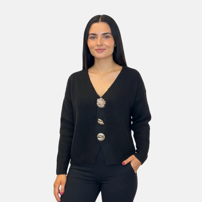 Black Feature Button Jumper