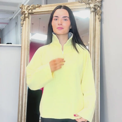 Lemon/Grey Half Zip Knit